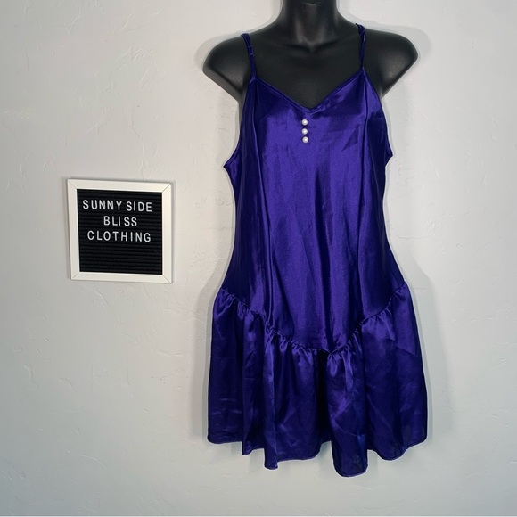 Other - Purple Satin Babydoll Lingerie Dress Chemise Nightwear Sleepwear Size Large